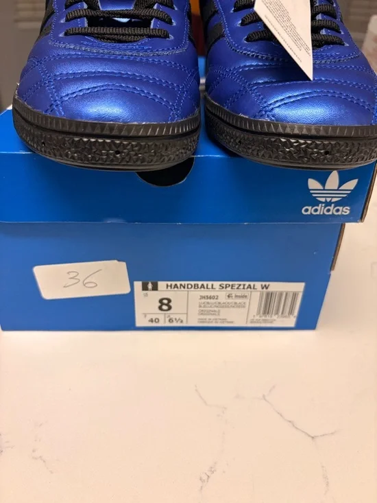 adidas Blue Metallic Trefoil Sneakers with Black Accents - Picture 3 of 3